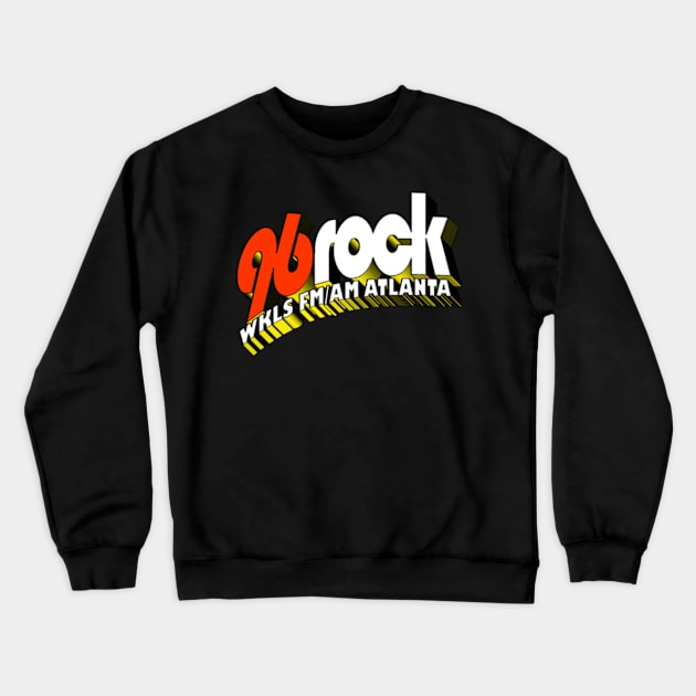 WKLS 96 Rock Atlanta Superhero Text Crewneck Sweatshirt by RetroZest